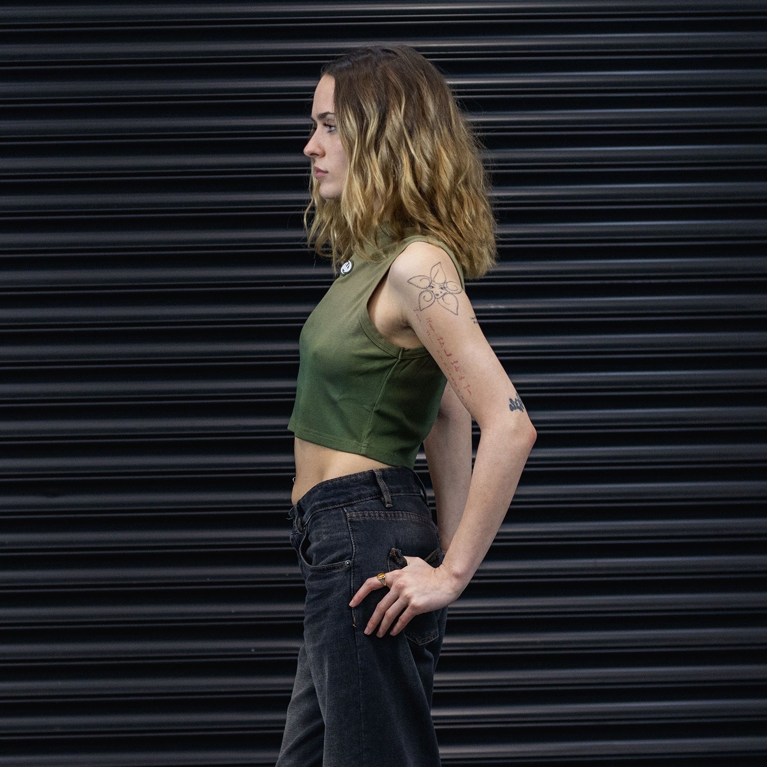 DNBA Halter Neck Crop Top - Khaki