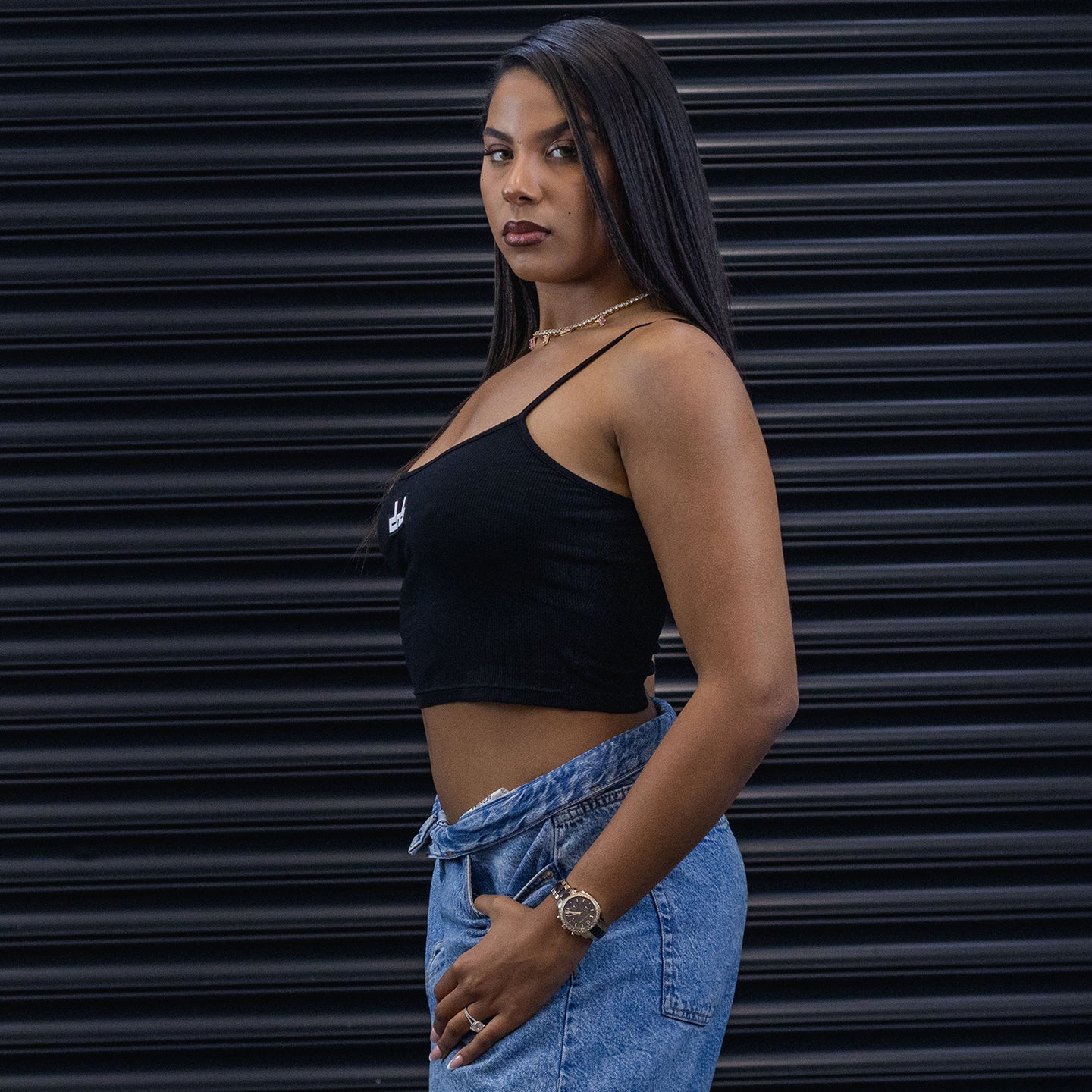 DNBA Strapped Crop Top - Black