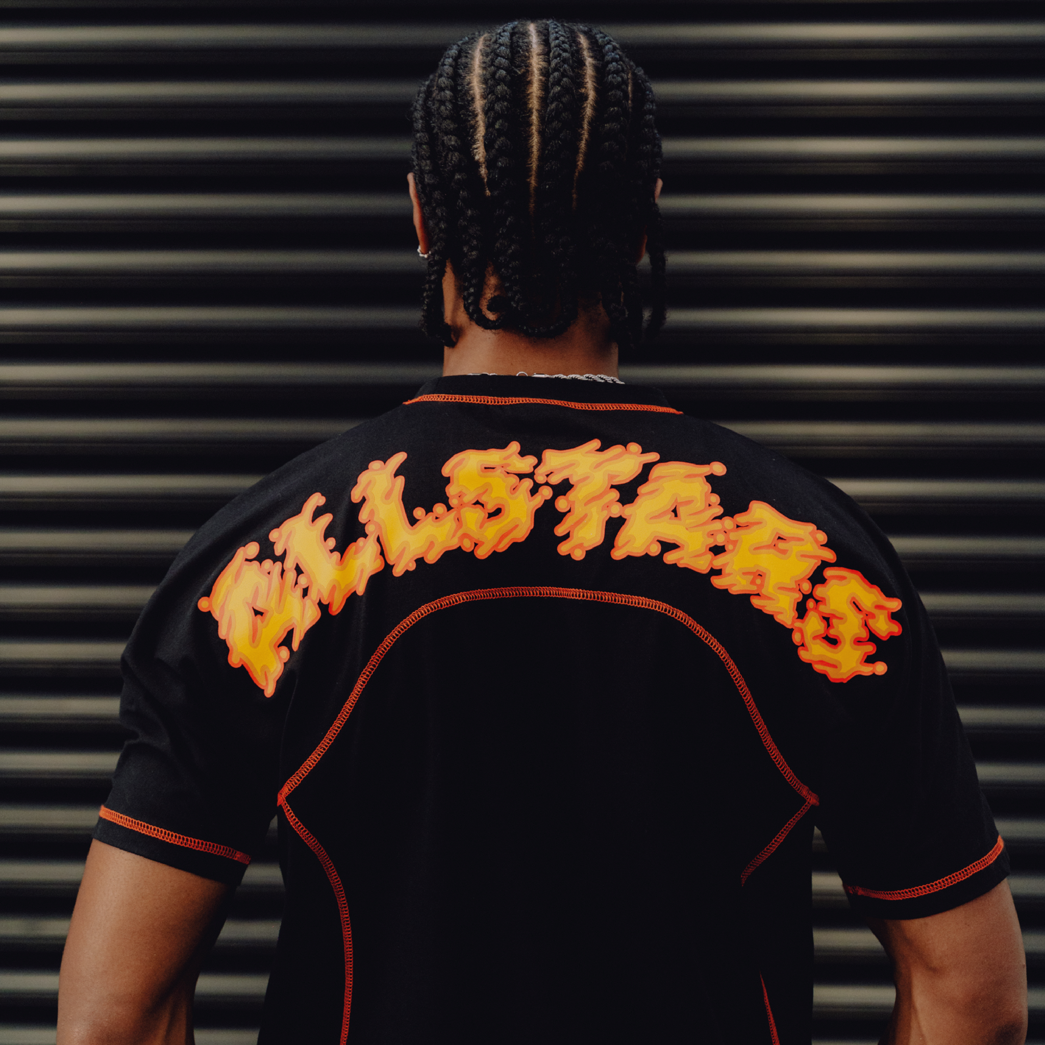 DNBA Flatlock Tee - Black/Orange