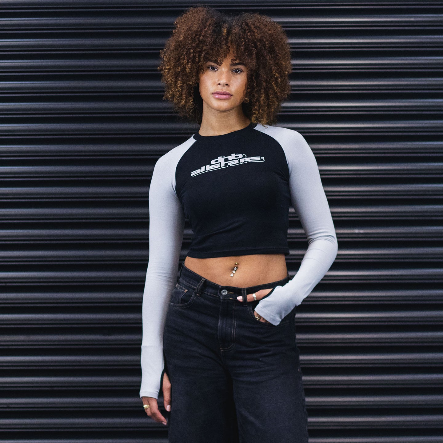 Long-sleeve Crop Top - Black