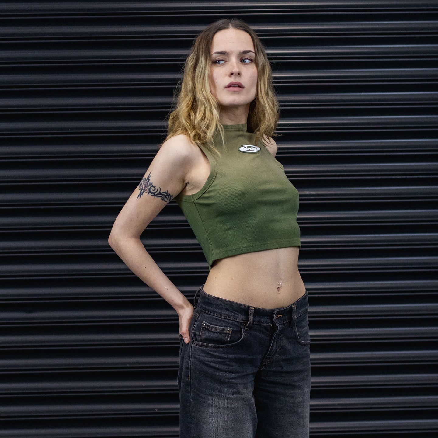 Halter Neck Crop Top - Khaki