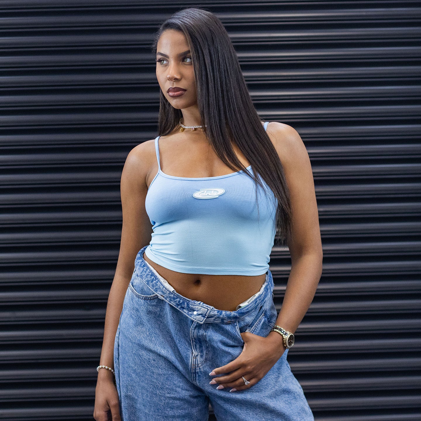 Strapped Crop Top - Blue