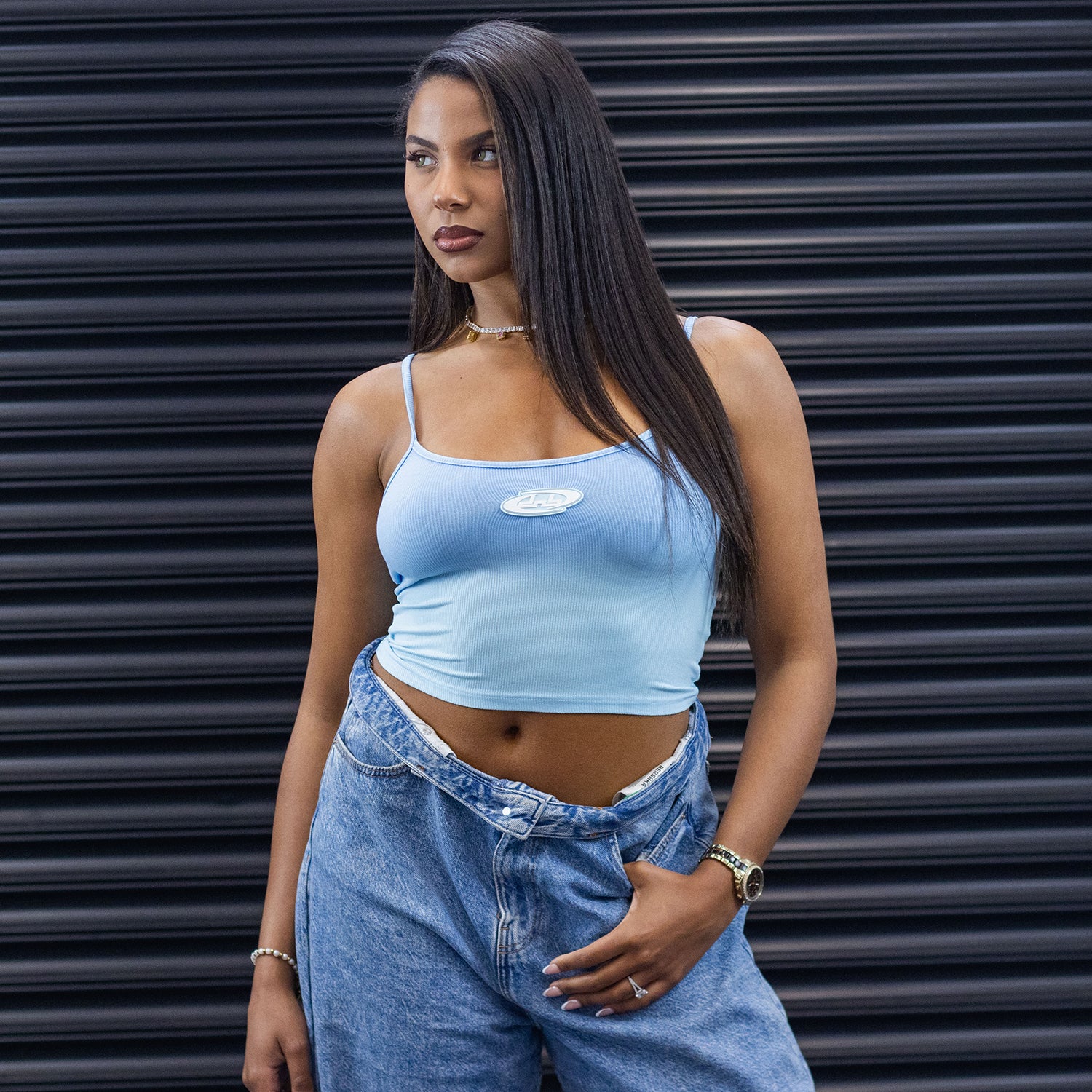 SS24 Crop Top mit Trägern - Blau