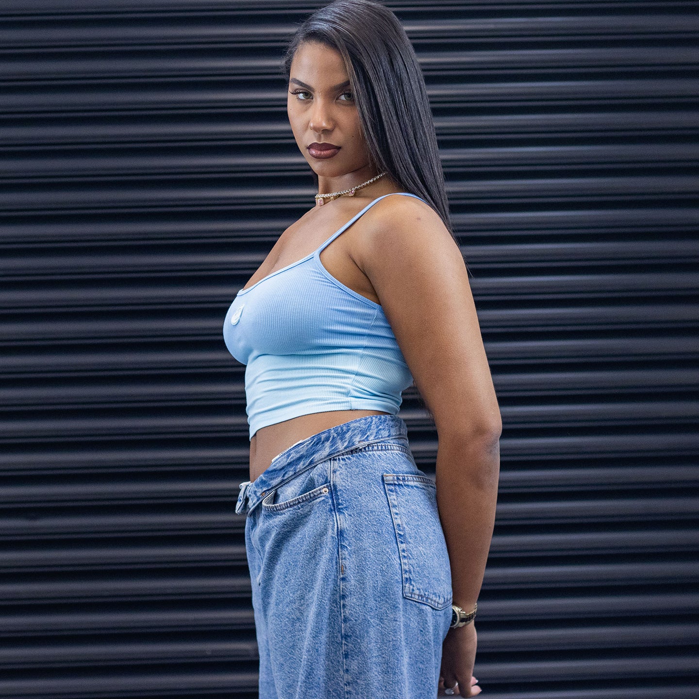 Strapped Crop Top - Blue