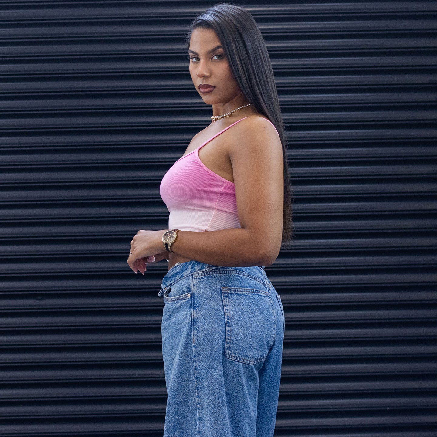 Strapped Crop Top - Pink