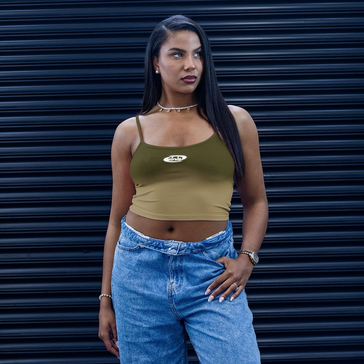 Strapped Crop Top - Khaki