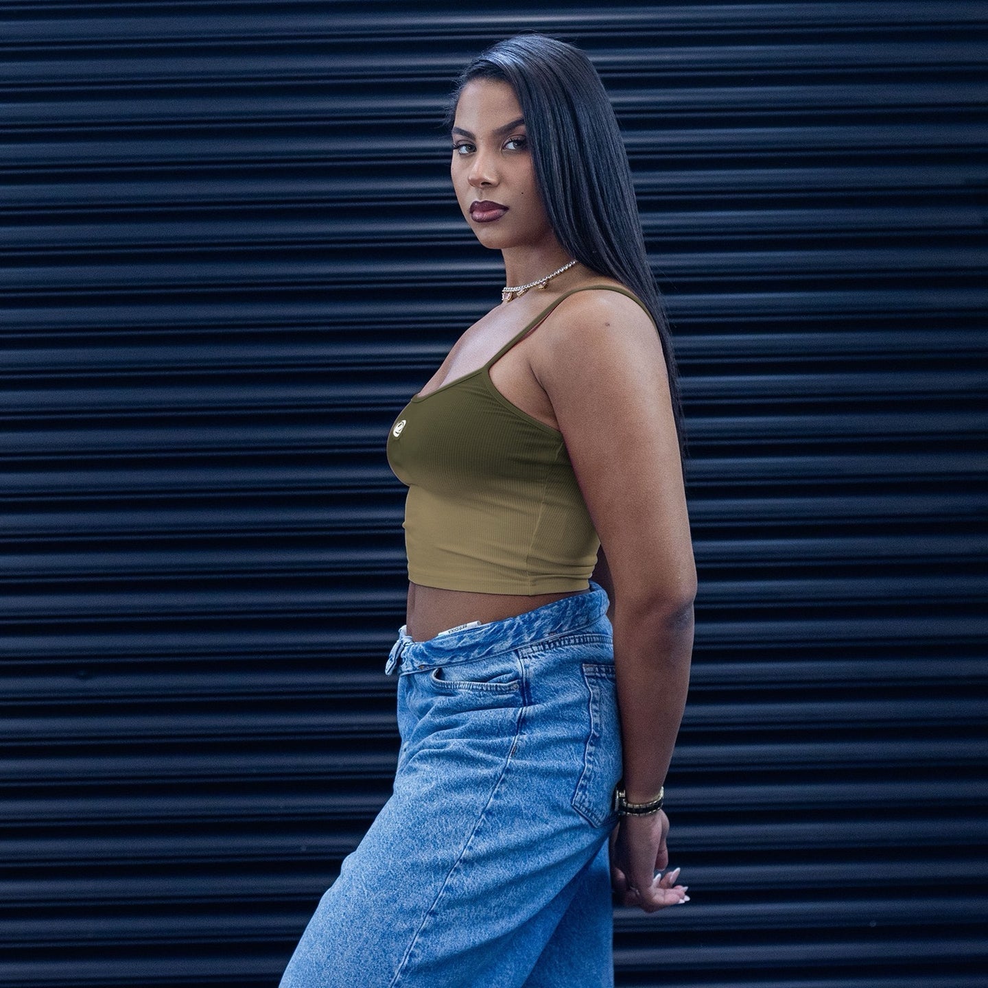 Strapped Crop Top - Khaki
