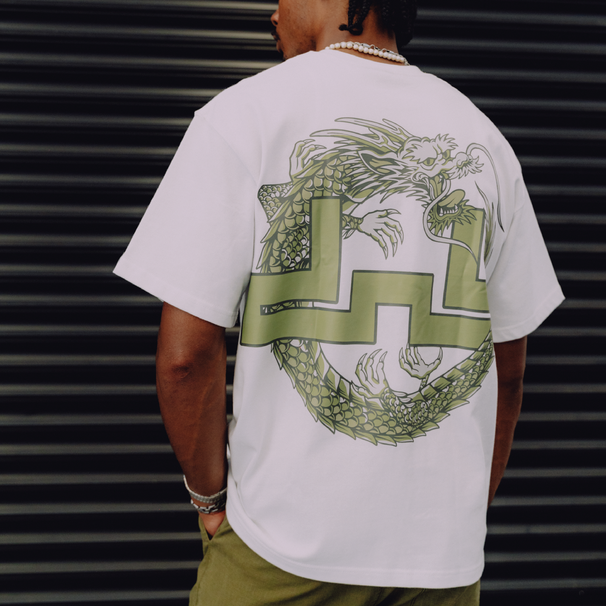 Spiral Dragon Tee - White
